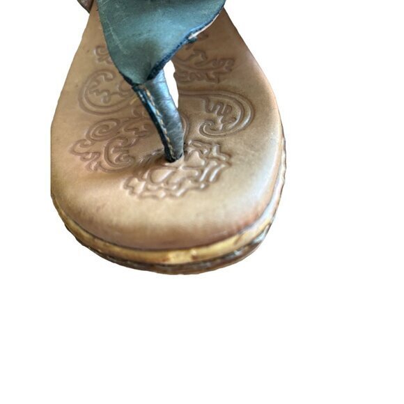 Born Karis Blue Leather Thong Wedge Shoe Sandals Size 8 Wedge D60504‎ - Picture 11 of 12